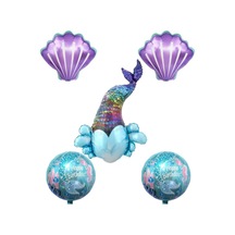 Mor Deniz Kızı Temalı Balon Seti Mermaid Doğum Günü Parti Seti 5 Li