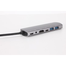 Vcom Cu465 Type-C To Hdmı+USB-2+Rj45+Audio+USB-C+Pd Çoklayıcı