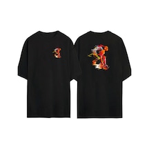 Thewert Unisex Basketbol Spor Top Sürme Ön Arka Baskılı Sıyah Oversize T-shirt Siyah