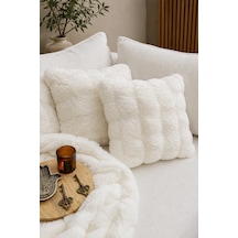 Peluş Bubble Kırlent Kılıfı 2'li Beyaz