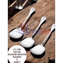 Çelik Servis Kaşığı, 21 Cm, 3 Adet, Metal