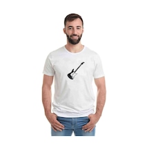 Gitar Baskılı Beyaz Erkek Tshirt