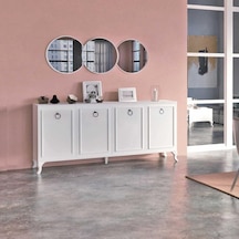 Adoremobilya Country Yemek Odası 4 Kapaklı Iç Çekmeceli Konsol - Diamond Beyaz