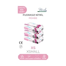 Nitril Pembe Pudrasız Muayene Eldiveni Xs - 3 Paket 100 Lü