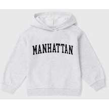 Kız Çocuk Gri Marl Manhattan Oversize Kapüşonlu Üst 001