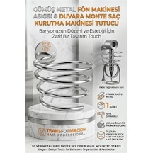 Zenvac Gümüş Metal Fön Makinesi Askısı Duvara Monte Saç Kurutma Makinesi Tutucu 719681 Zenvac29 Renkli