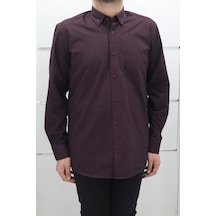 Cliente Dmctekstil Erkek Düz Klasik Kesim Rahat Kalıp Tek Cepli Kışlık Kaşmir Gömlek Koyu Bordo