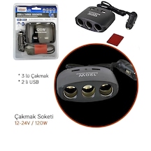 Usb Çakmak Soketi 12v-24v 120w Kablolu 3lü