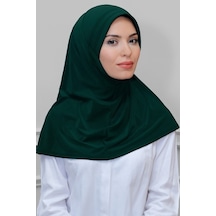 Hürrem Bone Zümrüt Pratik Hazır Geçmeli Tesettür Eşarp Sandy Kumaş Sade 1600_ Zümrüt