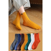Bgk 7 Çift Unisex Renkli Uzun Çorap Çok Renkli