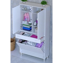 Eliusta Wall Beyaz Banyo Dolabı 100 Cm Üç Göz Bölmeli Sepet 100x171x32,5 Cm 4 Raflı Mutfak/banyo Dolabı Beyaz
