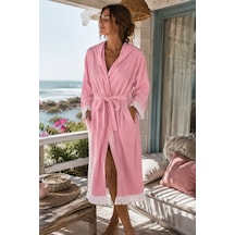 Aquatolıa Muslin Düz Desen Plaj, Sauna, Spa, Banyo Amaçlı Bornoz. Pembe