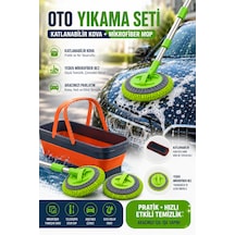 Yedek Bezli Oto Mop Ve Katlanabilir Tekerlekli Kova Seti
