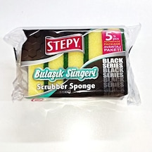 Stepy Black Düz Bulaşık Süngeri 5'li