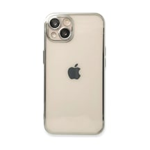 Apple İphone 14 Kılıf Razer Lensli Silikon - Gümüş Çok Renkli
