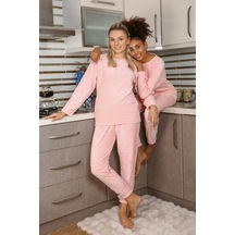 Akbeniz Kadın Kadife Pijama Takım 4183 - M Pembe