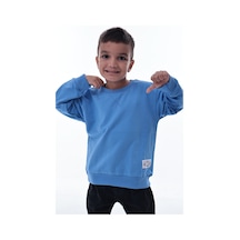 Erkek Çocuk Sarı Sweatshirt %100 Pamuk, Yumuşak Kumaş, Rahat Kalıp, Günlük Spor Stil Erntişört59. Mavi