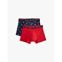 Koton Skinny Fit Yılbaşı Temalı Pamuklu 2'li Boxer Seti Lacivert 5wlm90088mk Lacivert