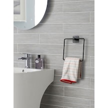 Yapışkanlı Kolay Monte Kare Havluluk Banyo Havluluğu Kare Pratik Askılık Siyah Diğer