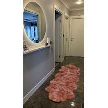Batik Tavşan Somon Yumuşak Dokulu Peluş Halı Çift Kafa Post