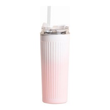 304 L Çelik 500 Ml. Pembe Beyaz Degrade Pipetli El Termos Mug Cin913pm Çok Renkli