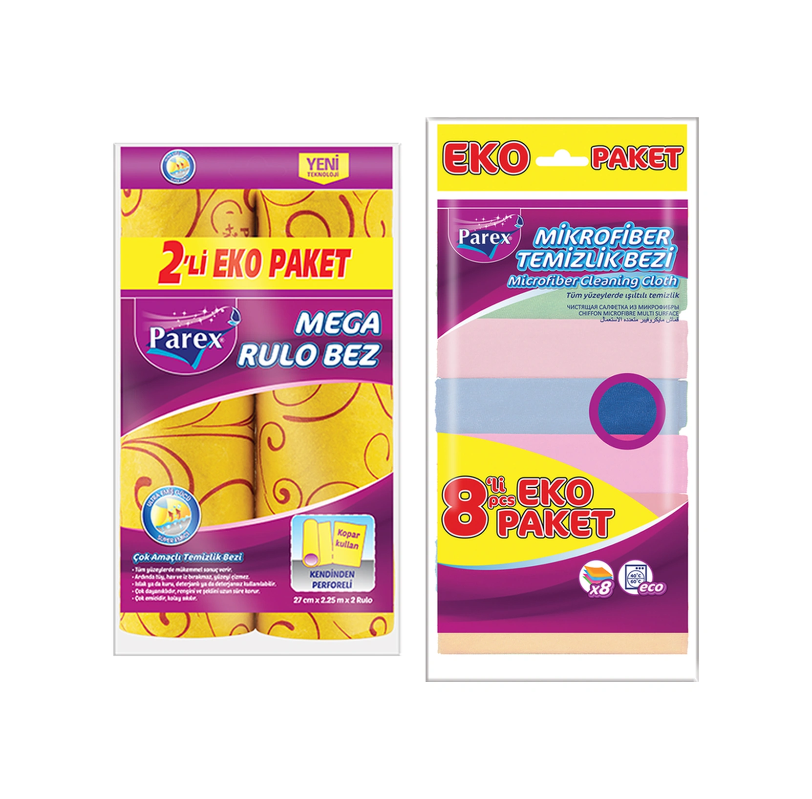 Mega Rulo 2'li Temizlik Bezi Ve 8'li Mikrofiber Temizlik Bezi Paketi Diğer