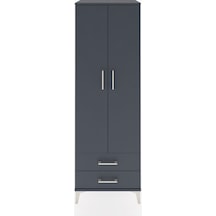 Hyperion Dolap Tek Raflı 2 Çekmeceli Tek Askılı 60x44x182 Ant... Antrasit