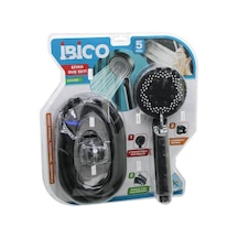 Vakumlu - Siyah Lüks Duş Seti Duş Başlık 5 Mod Fonksiyon Örgülü Hortum 1.5mt Mafsal 3 Kademe Çok Renkli