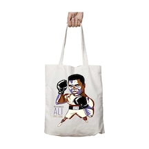 Art Hediye Muhammed Ali 6 İki Tarafı Kalıcı Baskılı Yıkanabilir Okul Plaj Omuz Bez Çantası Çok Renkli