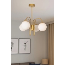 Zerrin Modern Tasarım Salon Yemek Odası Mutfak Eskitme Renk Beyaz Camlı Sarkıt 4 Lü Avize Eskitme Beyaz Eskitme Beyaz