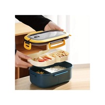 2 Katlı Taşınabilir Yemek Kabı Lunch Box Diyet Beslenme Kutusu Saklama Kabı Çatal Kaşıklı Sefer Tası Sku: Smgstkd0041ea7b5 Açık Mavi