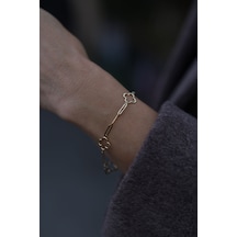 Yenigün Kuyumculuk 14 Ayar Altın Ataç Zincirli Yonca Bileklik Blk26020 Sarı Altın