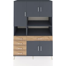 Kronos Dolap 9 Raflı 5 Çekmeceli 5 Kapaklı 132x59x195 Antrasit-antrasit/çam Antrasıt/atlas Çam