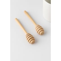 Ahşap Bal Kaşığı Seti 2 Li 16,5 Cm Bej