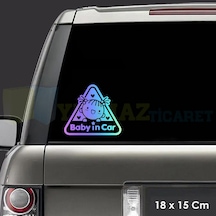 Gülen Bebek Kalp Arabada Bebek Var Hologram Araba Oto Sticker