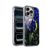 Onegif Apple iPhone Uyumlu 16 Pro Max Desina Magsafe Kapak - Desen 7 Mavi