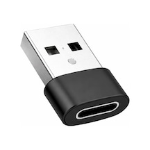 Usb To Type-c Dönüştürücü/çevirici, 3a Hızlı Şarj Ve Veri Aktarımı, Otg, Mini Boy Siyah, Apple iPhone Uyumlu