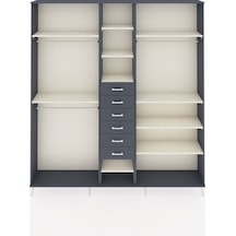 Arges Dolap 10 Raflı 6 Çekmeceli 3 Askılı 220x30x243 Antrasit-aytaşı/antrasit Aytası/antrasıt