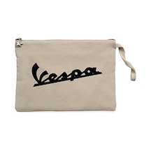 Vespa Logo 2 Krem Clutch Astarlı Cüzdan / El Çantası Krem