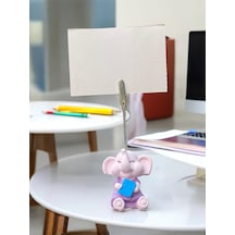 Minik Tatlı Kawaii Kitaplı Yavru Fil Fotoğraf Not Tutacağı Ofis Masası Hediye Tutucu Tutacak Pembe