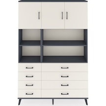 Arges Dolap 8 Raflı 8 Çekmeceli 3 Kapaklı 132x30x195 Antrasit-aytaşı/aytaşı Aytası/aytası