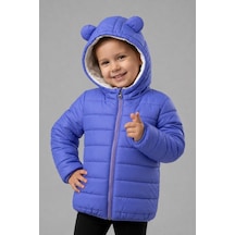 Mnk Baby & Kids Kız Çocuk Kapüşonlu İçi Polarlı Fermuarlı Şişme Mont M00859 Lila