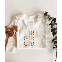 İmaj Tuğbababy Girl Girl Girl Uzun Kol Çıtçıtlı Organik Bebek Body Beyaz