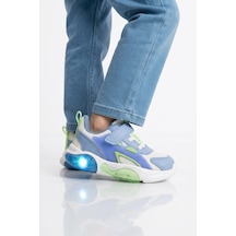 Cool Mavi Fileli Rahat Tabanlı Işıklı Erkek Çocuk Spor Ayakkabı Cırt Cırtlı Sneaker Rory P