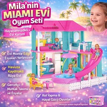 Mila Nın Miami Evi Oyun Seti Mobilyalı Monte Edilebilir Hayal Gücünü Geliştiren Oyun Evi