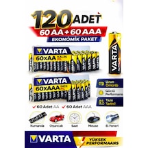 Aa + Aaa Pil 120'lı Set 60 Aa + 60 Aaa 1.5v Ekonomik Toplu Paket Çinko Karbon