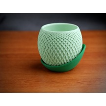 3d Baskı Küre Saksı - Kafes Dokulu İki Parçalı Dekoratif Saksı - Mint-yeşil