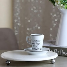 Akayev Mermer Beyaz 25 Cm Gümüş Boncuk Ayak Yuvarlak Sunumluk Çok Renkli