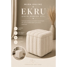 Yeni Sezon İthal Bouclé Kumaş İle Üretilmiş, Yumuşak Dokusu Ve Modern Tasarımıyla Yaşam Alanlarınıza Lüks Ve Konfor Katan Premium Puf. Ekru - 872051172 Ekru