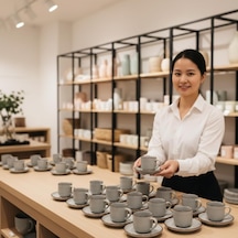 2'li Set Çizgili Seramik Fincan Takımı Mat Kahverengi Beyaz Rustik Espresso & Türk Kahvesi Fincanı Çift Kişilik Kulplu Servis Seti Modern Ev Ve Kafe Stili Çok Renkli